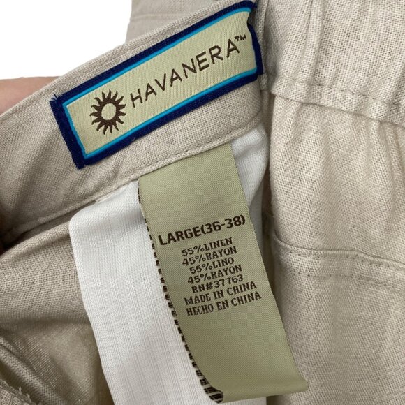 Havanera Mens L 36-38 Beige Linen Chino Pants Pockets Button Fly Closure Casual - Picture 10 of 13